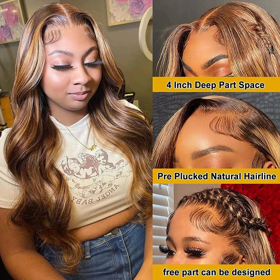 4/27 Body Wave Lace Front Wig Colored Highlight