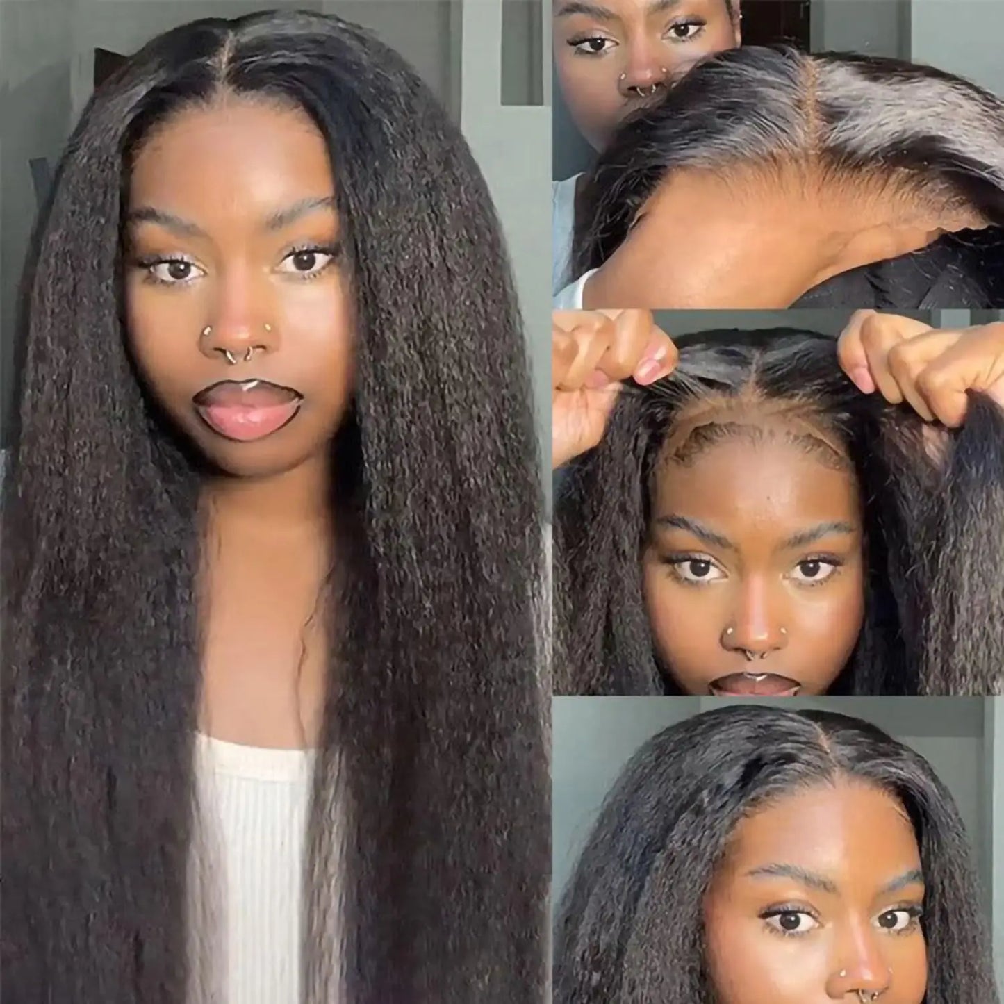 Kinky Straight Wear and Go Glueless Human Hair Wig Pre Plucked