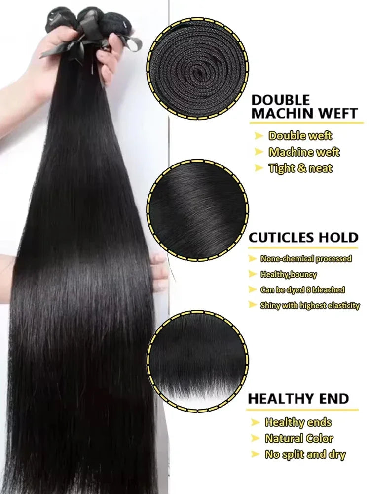 Brazilian Straight 100% Human Hair Bundles Deal