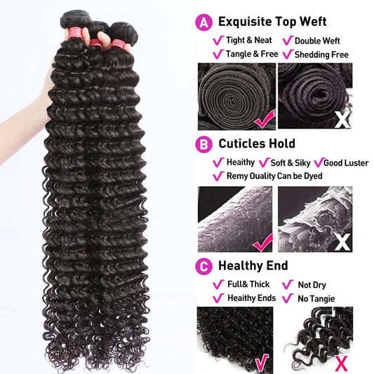 Deep Wave 100% Brazilian Human Hair Bundles