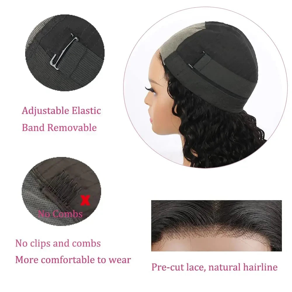 Kinky Straight Wear and Go Glueless Human Hair Wig Pre Plucked