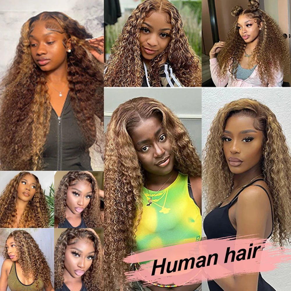 4/27 Ombre Burmese Curly Highlight Wig Human Hair Preplucked Glueless