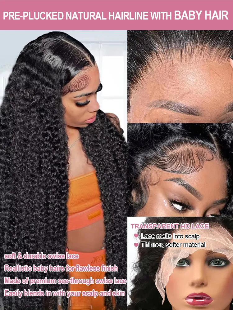 Water Wave Curly Lace Front Wigs Glueless Human Hair