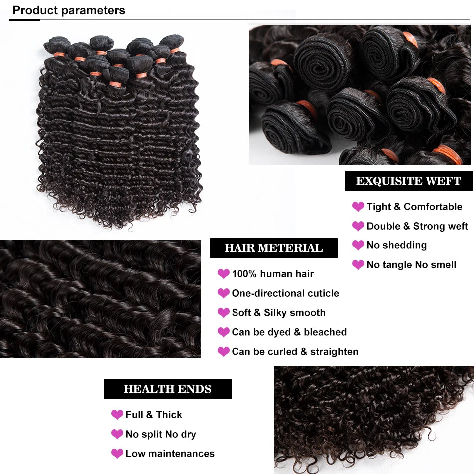 Deep Wave 100% Brazilian Human Hair Bundles