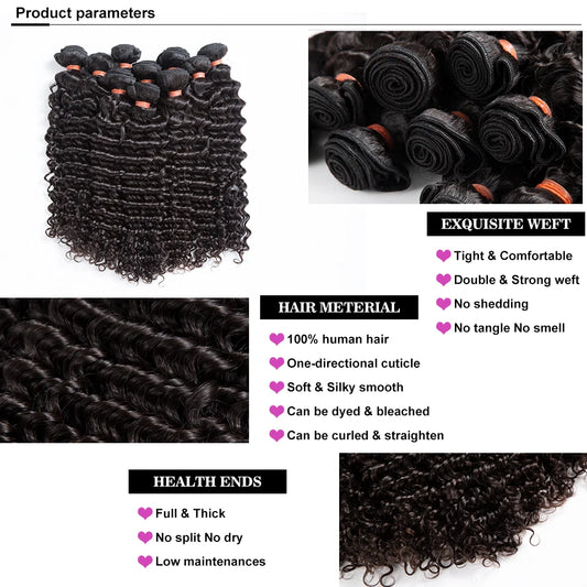 Deep Wave 100% Brazilian Human Hair Bundles