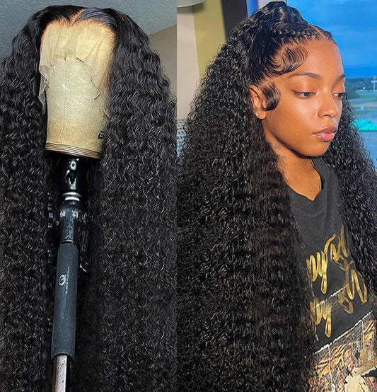 Water Wave Curly Lace Front Wigs Glueless Human Hair