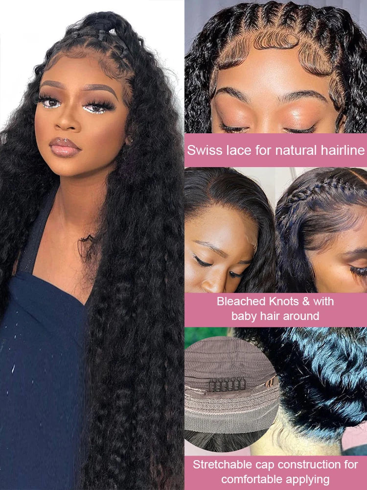 Water Wave Curly Lace Front Wigs Glueless Human Hair