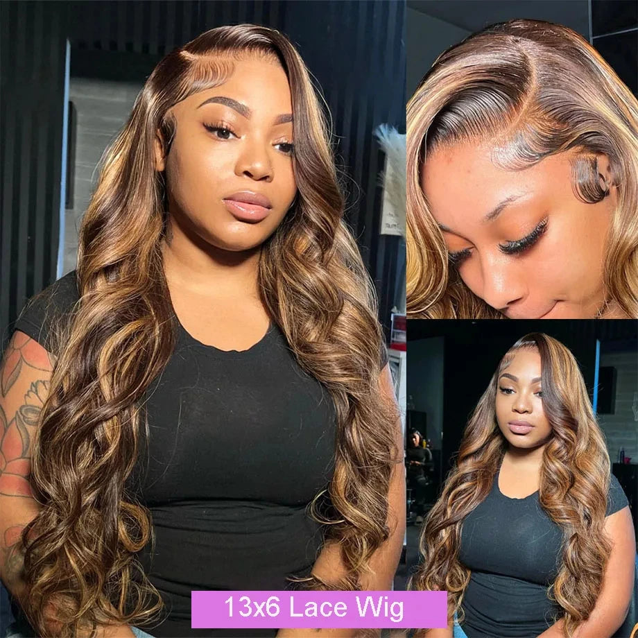 4/27 Body Wave Lace Front Wig Colored Highlight
