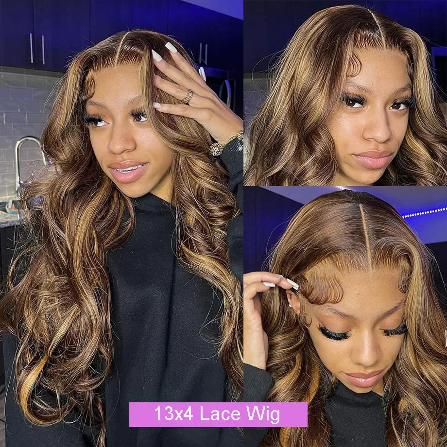 4/27 Body Wave Lace Front Wig Colored Highlight